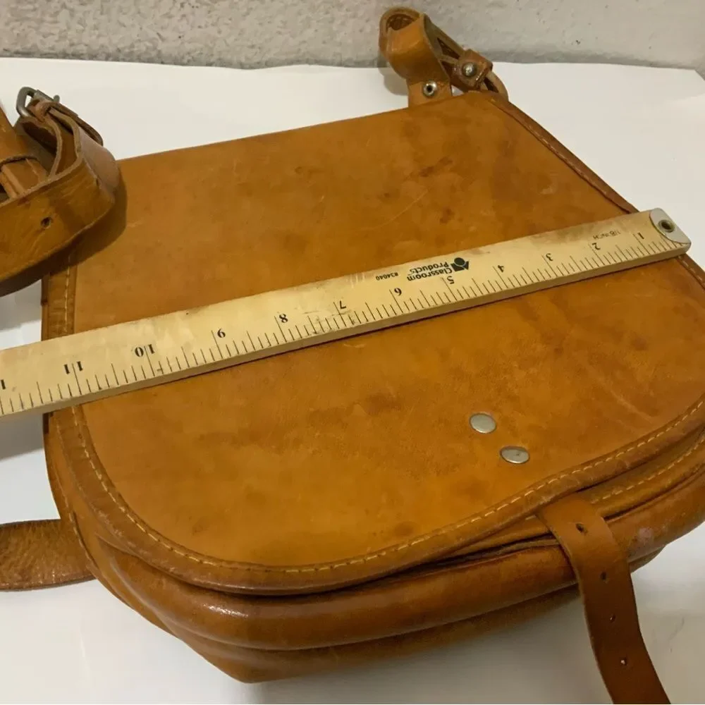 Vintage Leather bus conductors cash bag Tan Messenger Crossbody Satchel